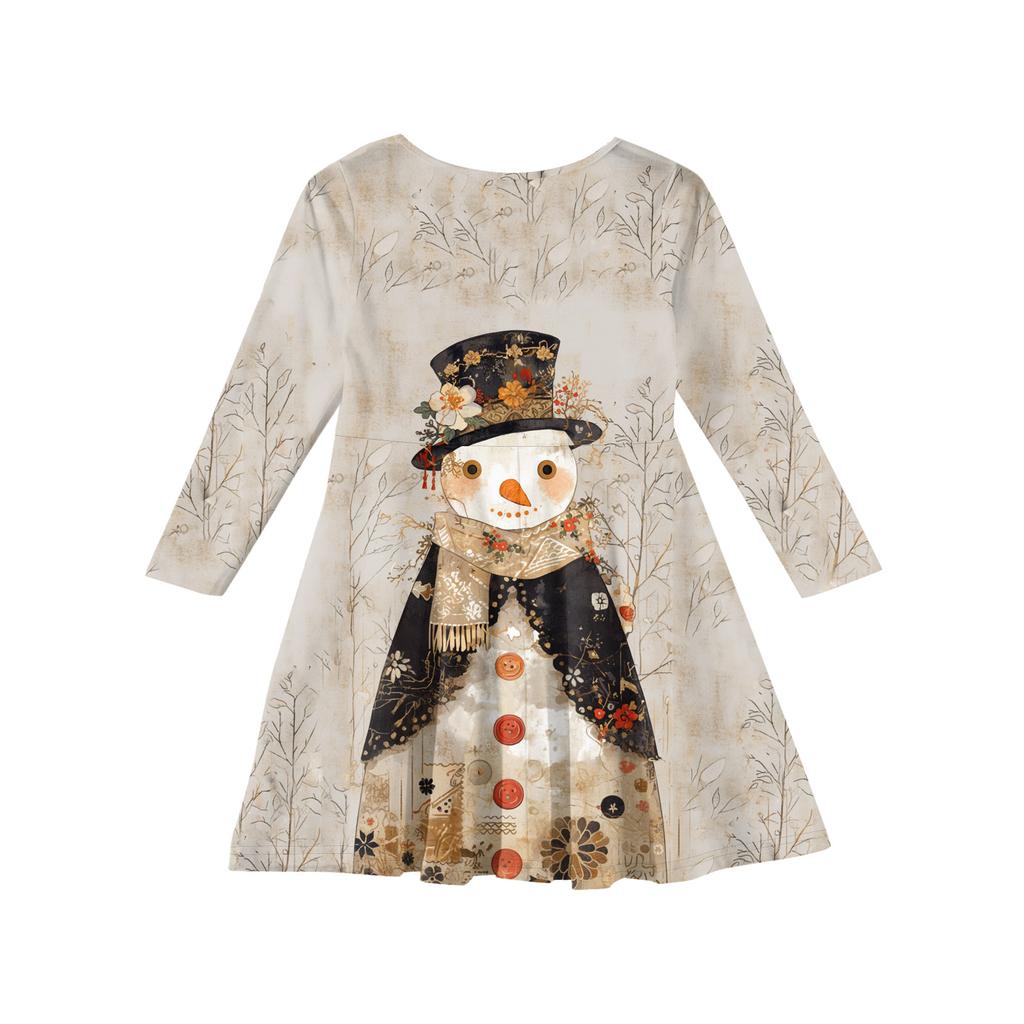 Girls' Princess Dress - Long Sleeve A-Line T-Shirt Dress Christmas Day