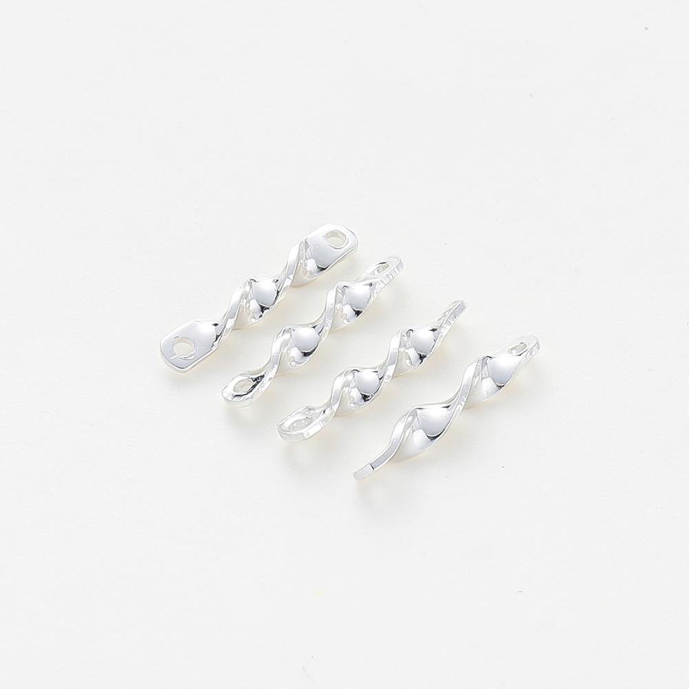 30pcs/lot 2*12.5mm 14K 18K Gold Color Twisted Connecting Rod With Double Hole Earing Charm Sticks For DIY Jewelry Making