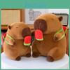 Watermelon Cream Ice Capybara Plush Toy With Transparent Backpack Animal Doll