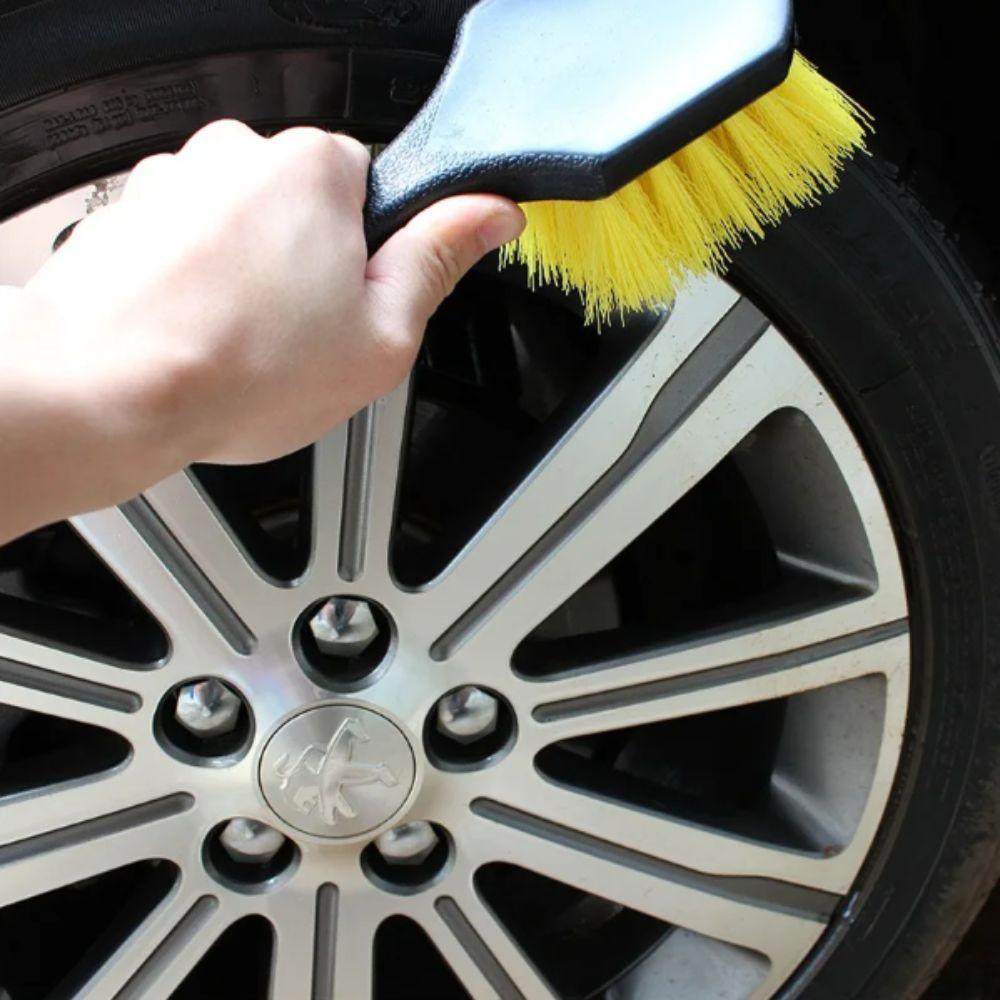 Heavy Duty Car Tire Brush Short Handle Wheel Cleaning Brush  Wheels Cleaning