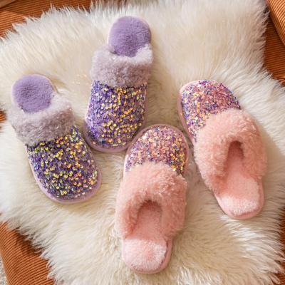 Pantofole di Cotone alla Moda da Donna per Casa Interno Pantofole di Peluche da Donna con Paillettes Pantofole di Peluche da Ragazza