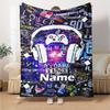 Custom Name Game Controller Theme Printed Blanket - Perfect for Couch, Bed, Travel & Outdoor Use | Machine Washable, Cozy & Durable.