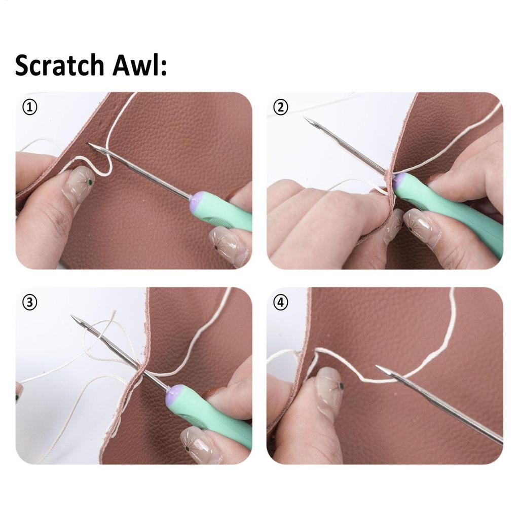 Leder-Nähset 4 Teile Nahttrenner Werkzeug Lederbearbeitung Ahle Zum Einfädeln Handarbeit Stickerei Quilten Stricken