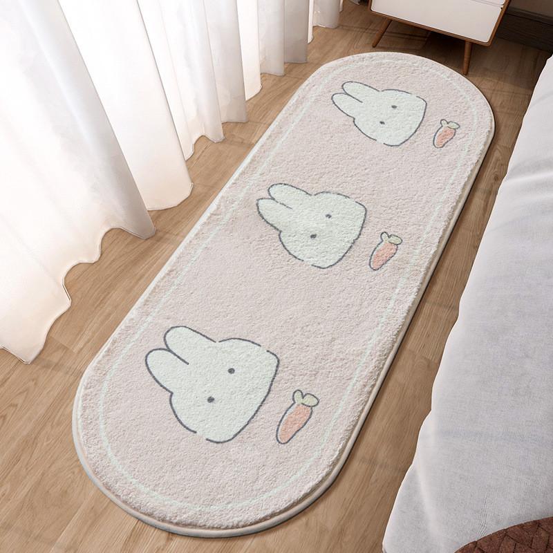 Modern Minimalist Girls Bedroom Rug With Polyester Fabric And Machine Washability For Cozy Sleep Space