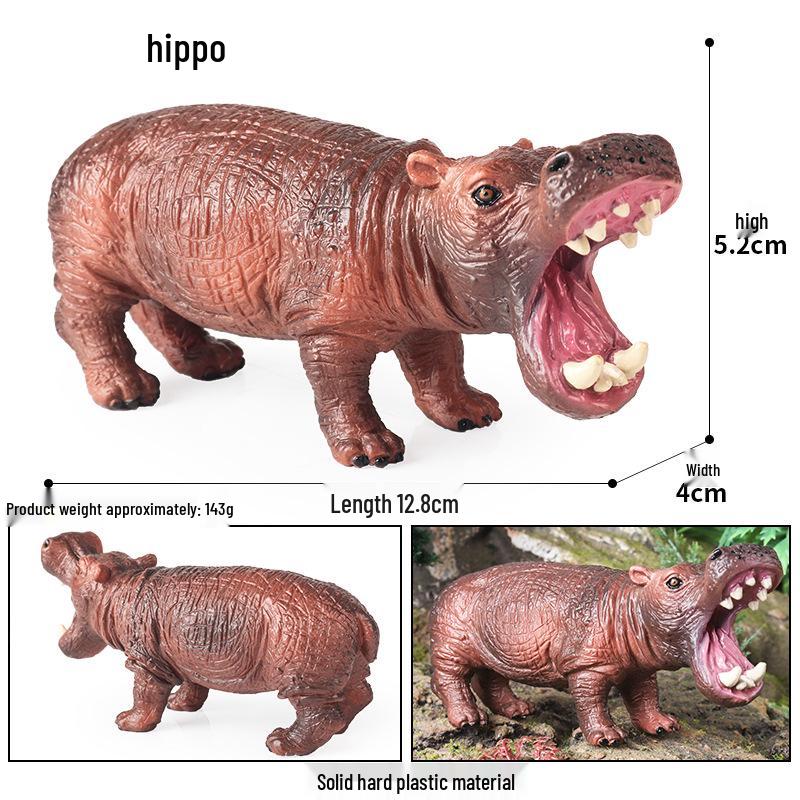 Wild Safari Animal Figurines: Giraffe, Elephant, Rhinoceros, Brown Bear, Tiger, Lion, Leopard, Hippopotamus - Solid Cognitive Toys