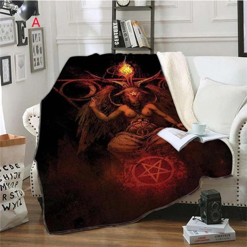 Stampa 3D Teschio Plaid Satanico Copriletto Tessili per la Casa Divano Stampa Coperta Pile Inverno Caldo Coperta Flanella Regalo di Compleanno