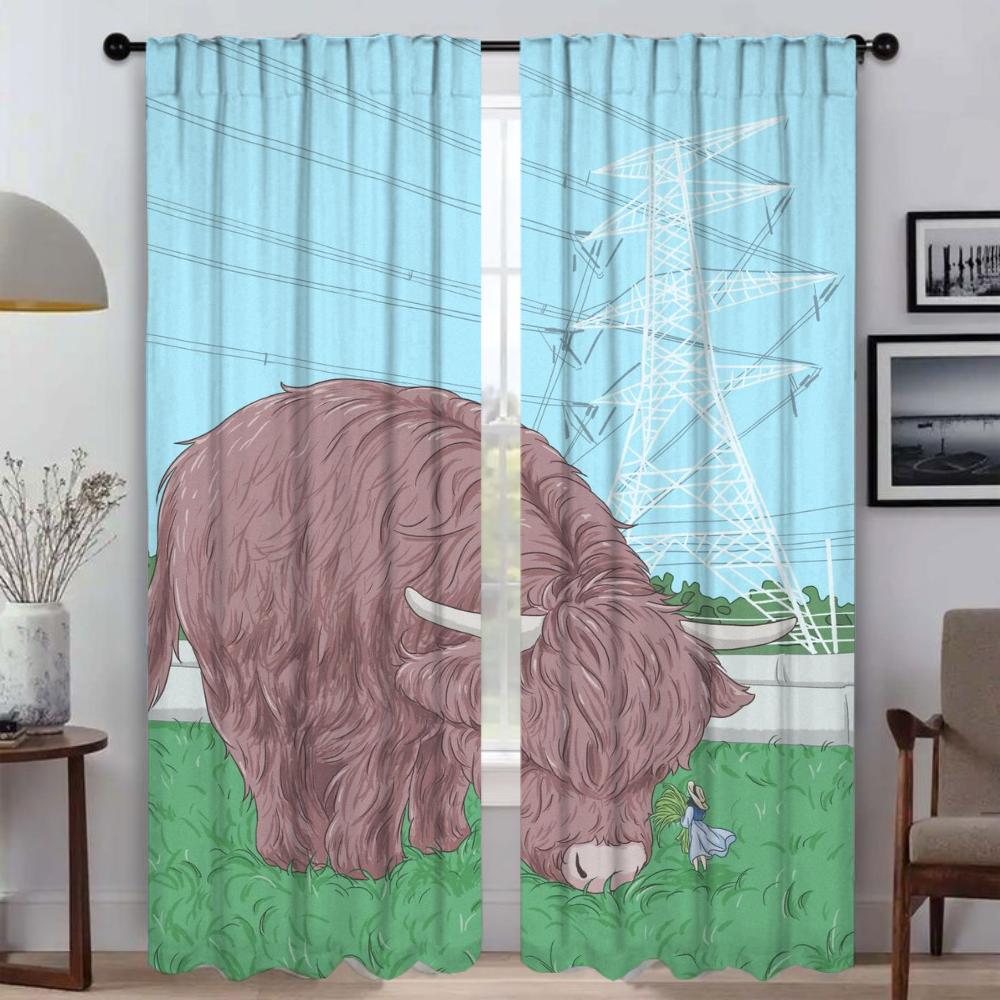 

Blackout Curtains for Living Room Curtain Cute Home Interior Curtains 2 Pieces Tulle for Bedroom Partition Shades Kitchen Camera W50xH70cmx2pcs-CL