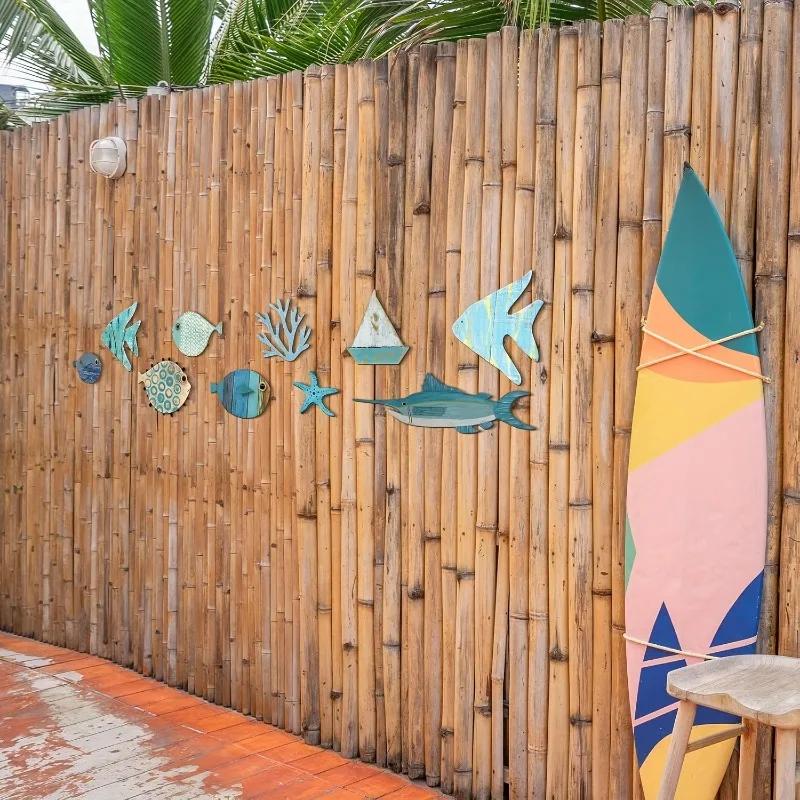 Nautisch Küsten 10 Stück Holzfisch Wanddeko - Niedliches Nicht-3D-Muster Hängekunst Strandthema Ozean Haus- & Badezimmerdekoration