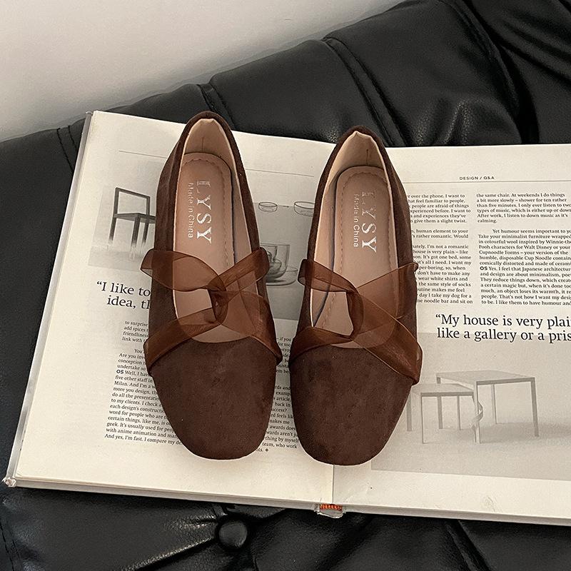 

Сказочный ветер лента крест девочки балетки лето с юбкой модные универсальные Мэри Джейн одинарные туфли туфли Дуду 40 коричневый