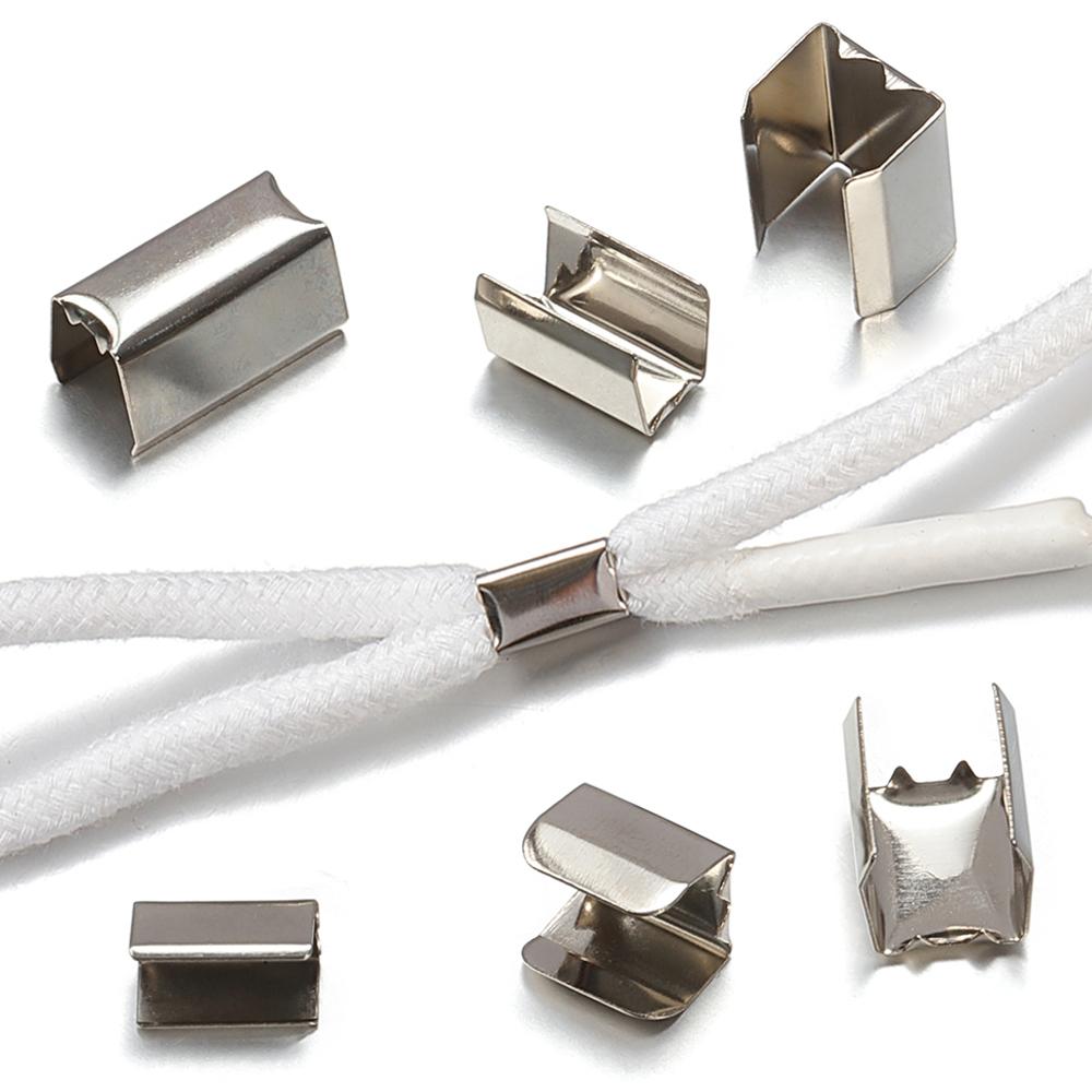 100 Stück Metall-Kordelklammern DIY 5x10mm Befestiger Kordel-Quetschhülse Schnur Lederseil Überfaltklemme für Schmuckherstellung Armbandkomponenten