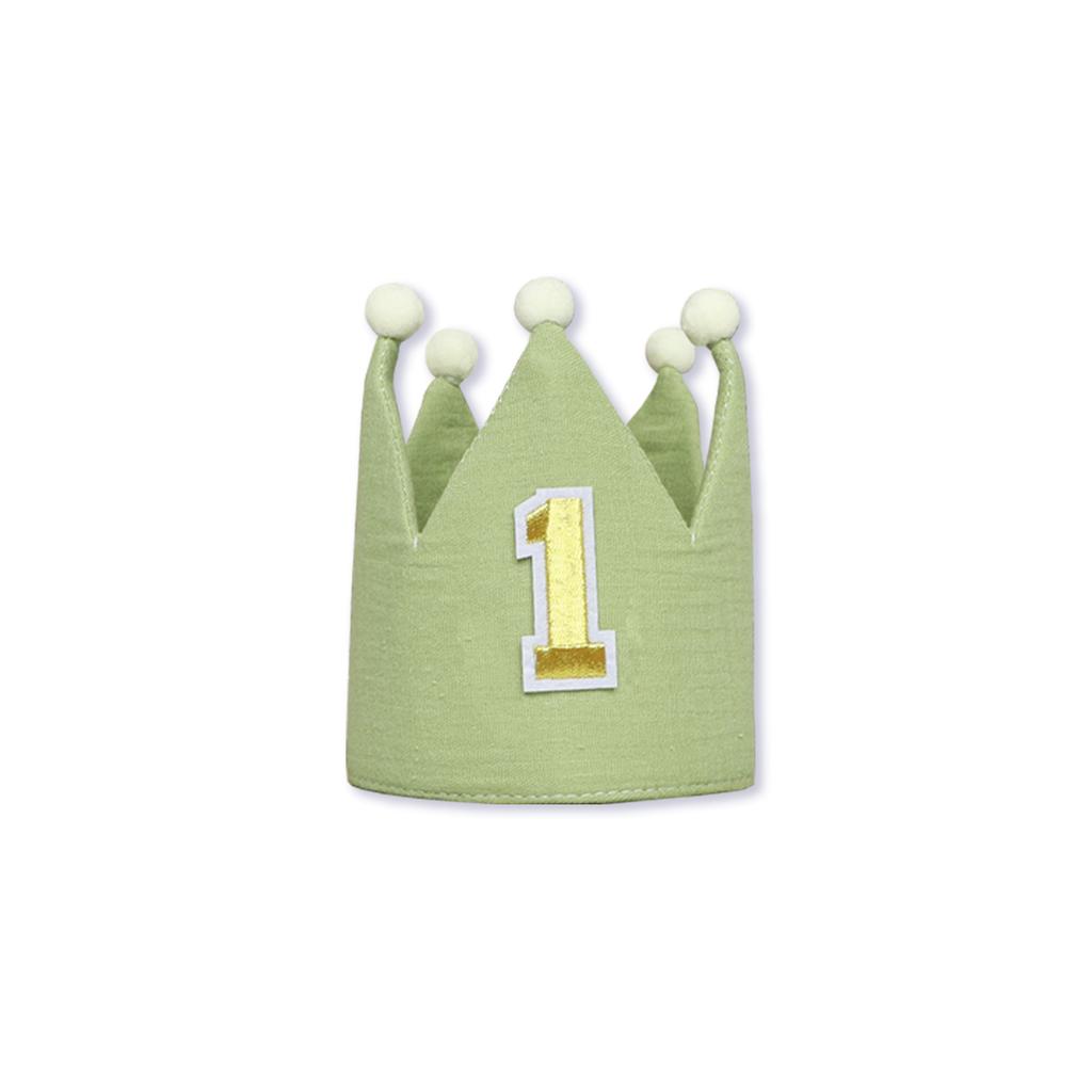 Handmade 1st Birthday Crown Hat - Multi-Color Soft Fabric Baby Party Accessories, Adjustable Headband for Toddler Celebration