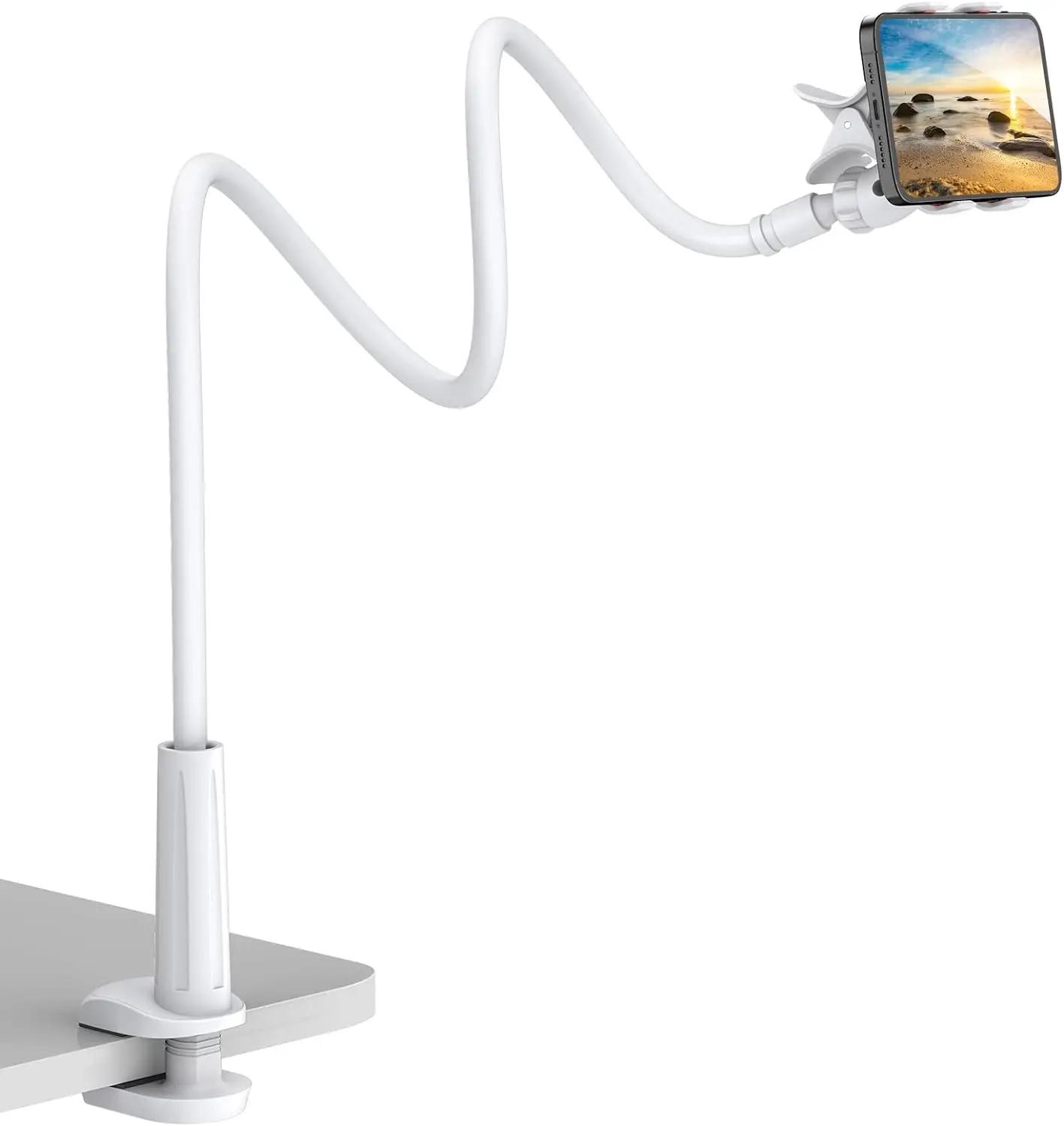 

Flexible Long-Arm Gooseneck Lazy Phone Holder with Clamp & Handle – Overhead Mount Stand for Bedside, Desktop & Live Streaming