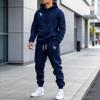 Mens Hoodie - Set Rose Floral Print Loose Casual Sport Two Piece