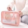 Gjennomsiktig PVC Dame Kosmetikkveske Vanntett Reise Toalettartikler Oppbevaring Organiser PU Sminkeveske Dame Vaskepose Håndveske