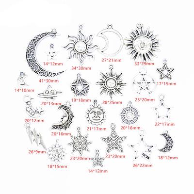 23Pcs/Set Mixed Silver Star Moon Sun Charms Pendant Diy Craft Jewelry Findings