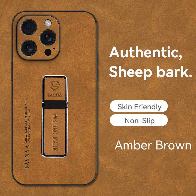 Matte Sheepskin Leather Stand Holder Case for iPhone 15 14 13 12 Pro Max XS MAX XR X 8 7 Plus /Samsung S24 S23 S22 S21 Ultra Plus FE A14 A54 A13 A53