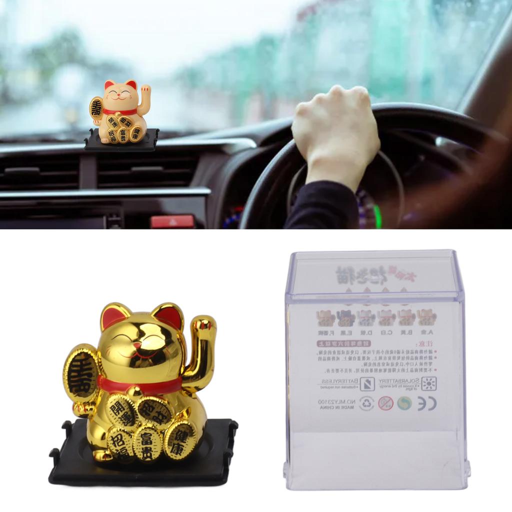 Solar Powered   Cat 2 Inch   Cute Solar Waving Cat   Wealth Welcoming Cat for Home Car Decoration