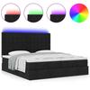 Ottoman Bed with Mattresses & LEDs Black 200x200 Cm Fabric
