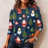 Women's Christmas Print Long Sleeve Neck Pullover Top