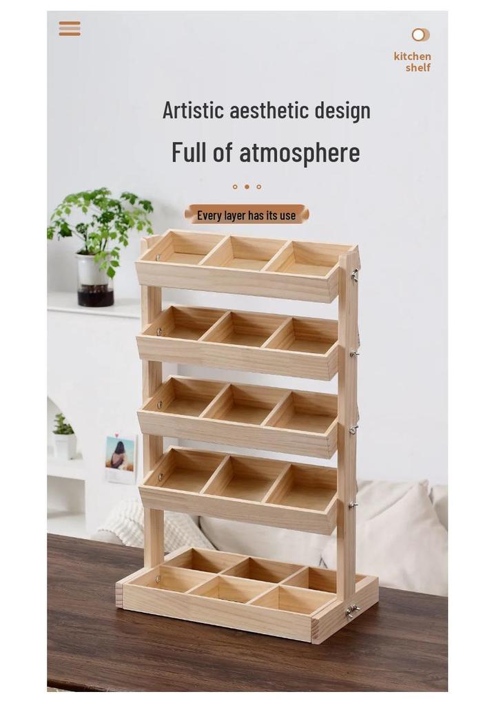Adjustable Solid Wood Multi-Layer Snack & Toy Storage Shelf