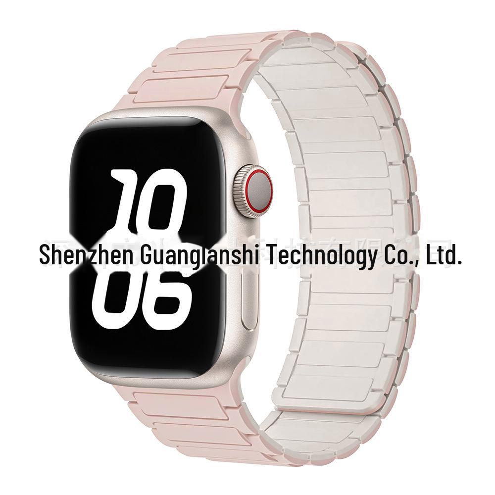 „Curea de culoare contrastantă din silicon magnetic S9 pentru Apple Watch Series 5-9”
