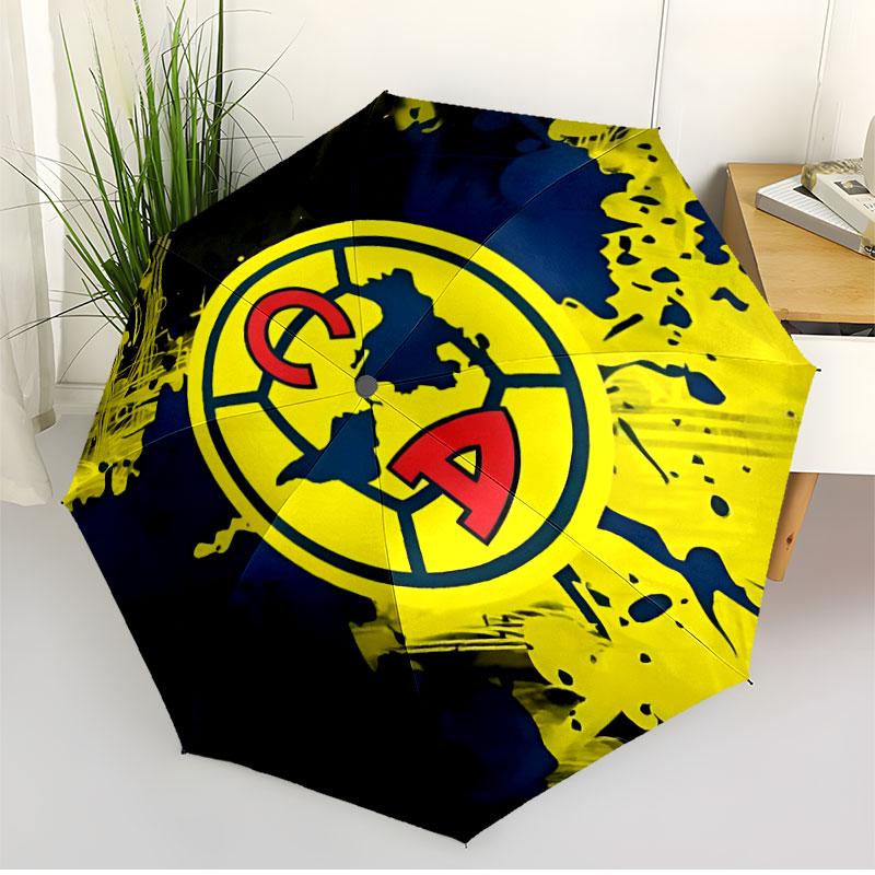 Club America Print Automatic Open Close Umbrella, Portable Foldable Umbrella, for Outdoor Commute Camping Trip, Ideal Birthday Gift