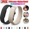 2 Stück Silikon+Nylon Armband für Google Fitbit Air Strap Verstellbares Ersatz-Armband für Fitbit Air Fitness-Tracker Armband