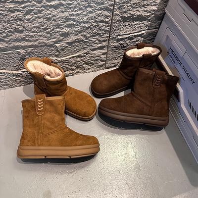 Antike-bedeckte Schneestiefel 2025 neue Winter Jiarong warme Stiefel Damen dicke Sohle vielseitig bequem Baumwollschuhe kurzer Schaft