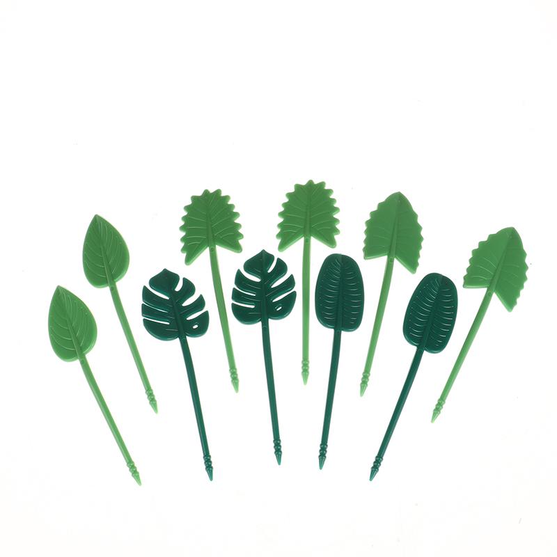 10 Adet/takım Yaprak Meyve Çatalı Gıda Sınıfı Kürdan Öğle Yemeği Bento Dekorasyonu Çocuklar İçin Aksesuarlar Kek Parti Dekoru Yeniden Kullanılabilir Çatallar