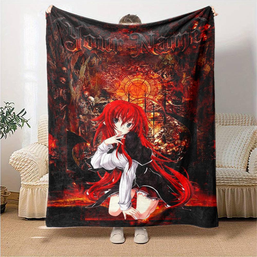 Name Custom Rias Gremory Print Flannel Blanket High Quality Warm Comfortable Cover for All Seasons Perfect for Gifts Home Decor