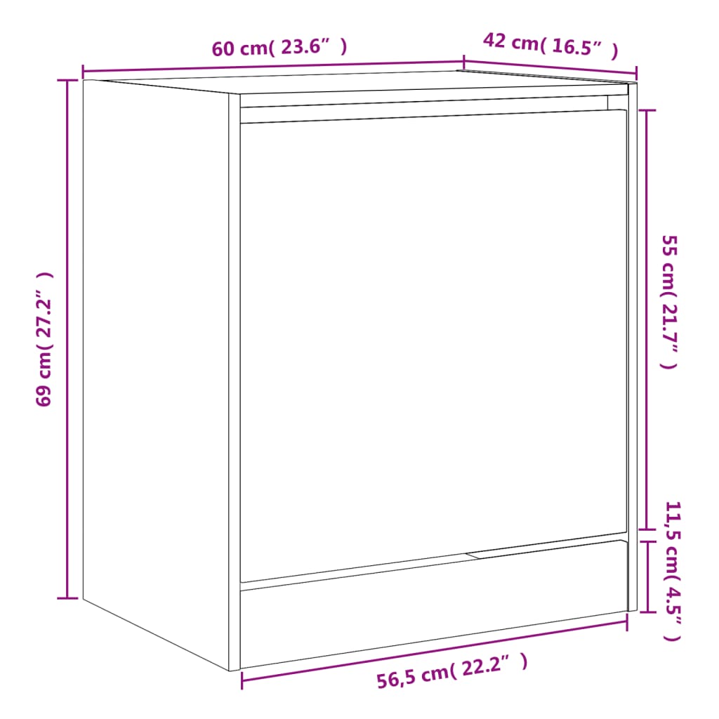 Shoe Cabinet Concrete Grey 60 x 42 x 69 cm Particleboard