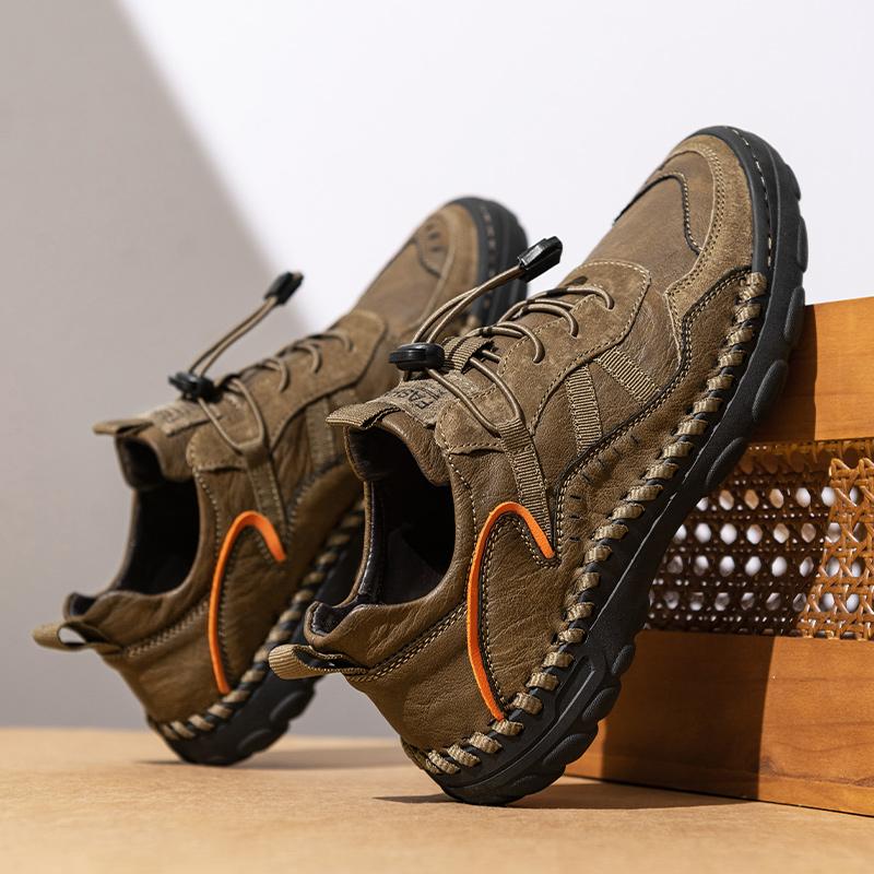 Fashion High Quality Men's Fashion Casual Shoes Leather Non-Slip Shoes Lace-up Comfortable All-match Walking Footwear Plus Size 38-46