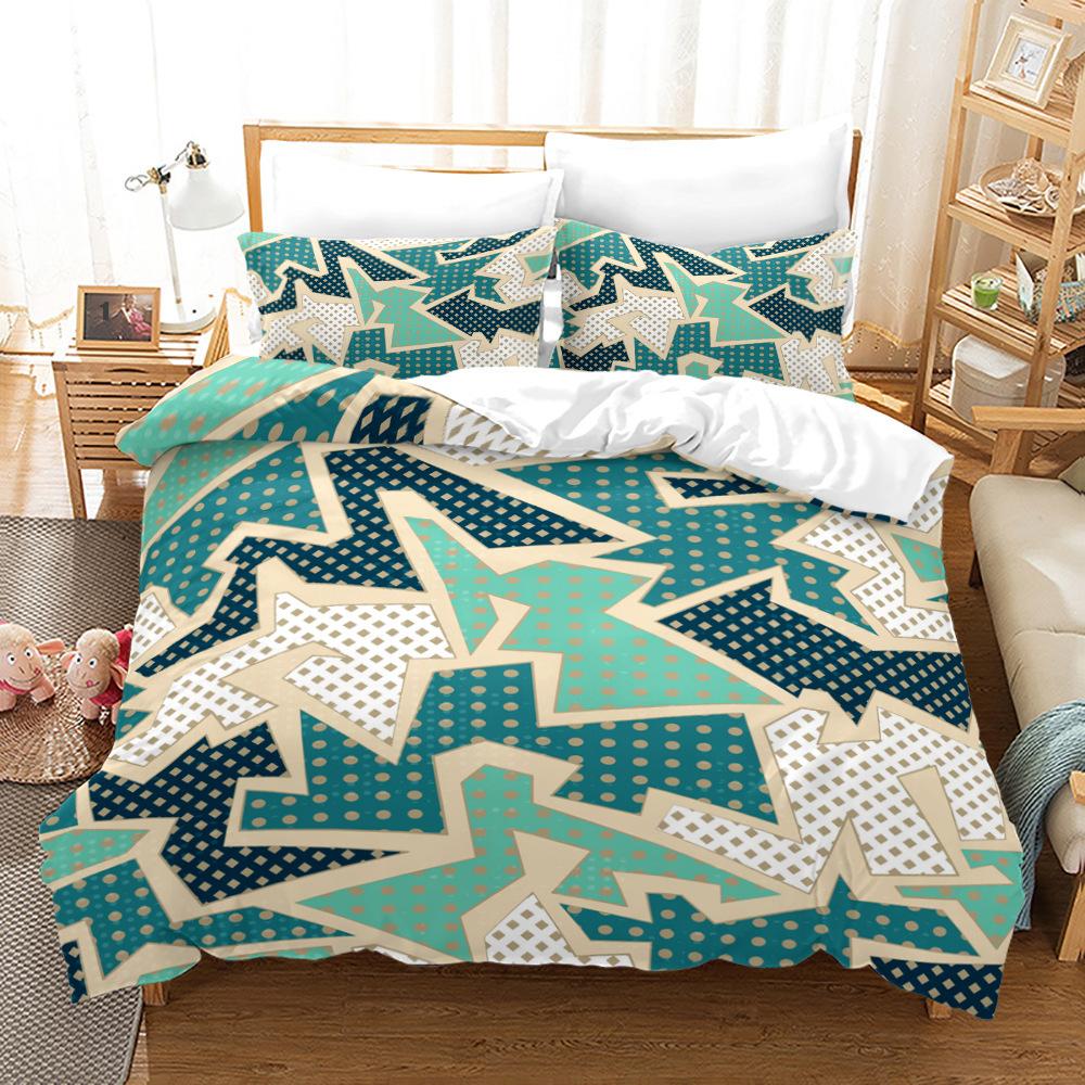Home Textile Splicing Quilt Cover Digital Printing Three-Piece Set 3D