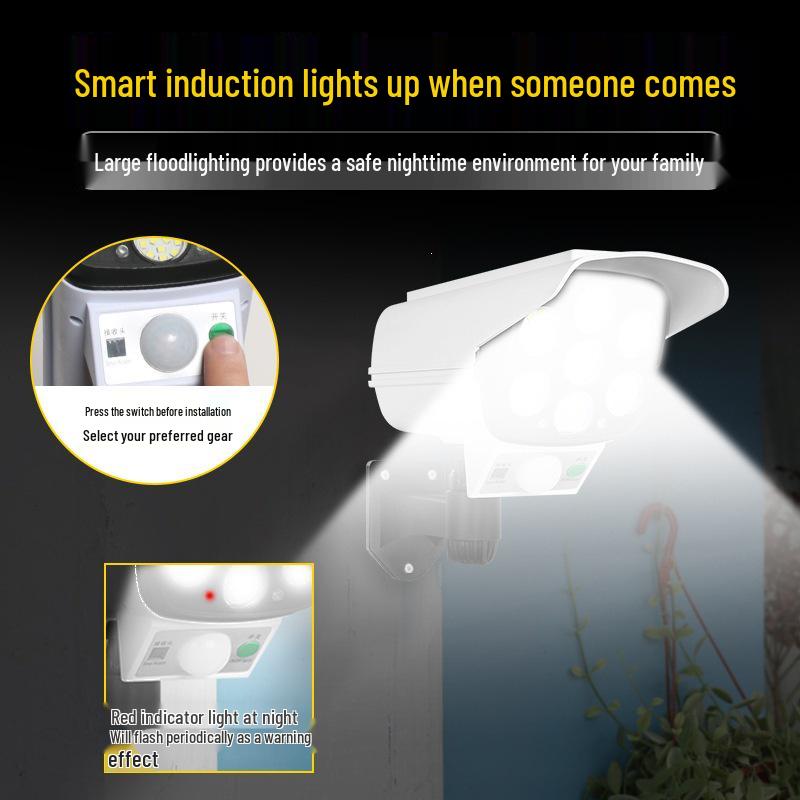 Solar-Powered Motion Sensor Anti-Theft Outdoor Remote Light with Fake Camera