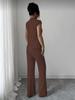 2026 New Style Women's Solid Color Short Sleeve Top & Ribbed Casual Pants Set