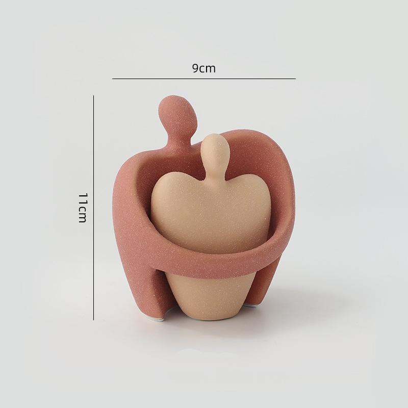 Nordic Abstract Style Love Sculptures Ceramic Couple Statues Sweet Hug Figures Grainy Surface Gift For Birthday Wedding