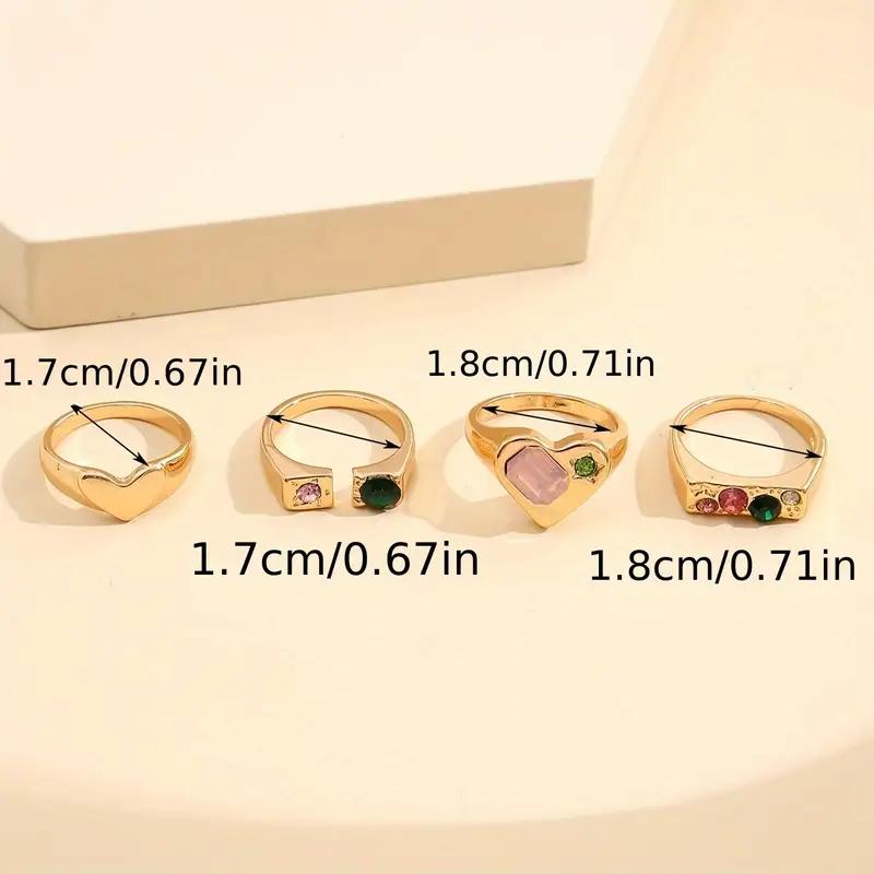 4PCS Vintage Purple Crystal Rings for Women Gold Color Metal Rings Set Snake Fashion Jewelry Female Designer Minority Gifts