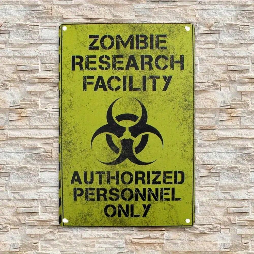 Vintage Biohazard Metal Tin Sign Zombie Warning Plaque Retro Wall Art 8x12 Inch