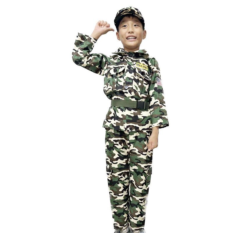 Halloween Children's Military Career Experience Costume Children's Camouflage Uniform Children's Military Uniform Soldier Costume