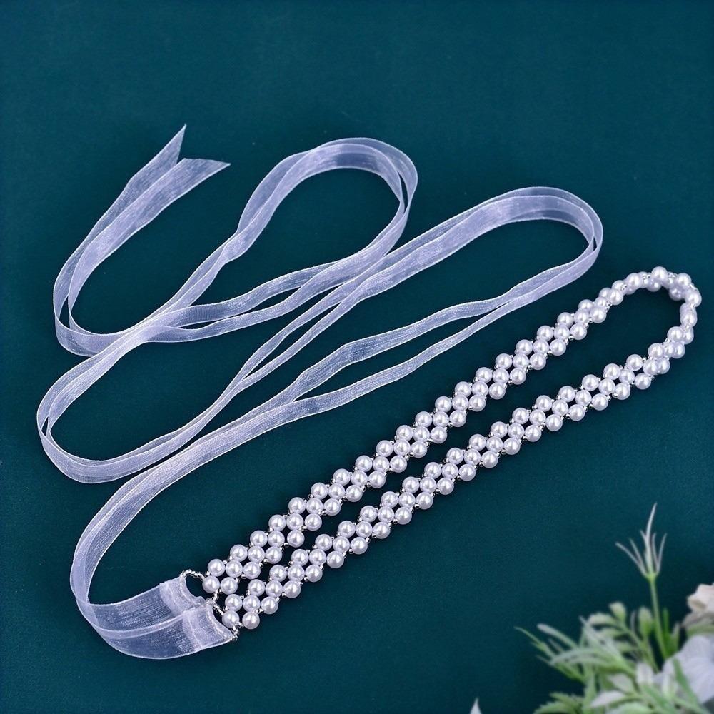 Elegant Waist Belt Organza Ribbon Waist Chain Fashion Beaded Sash Party A
