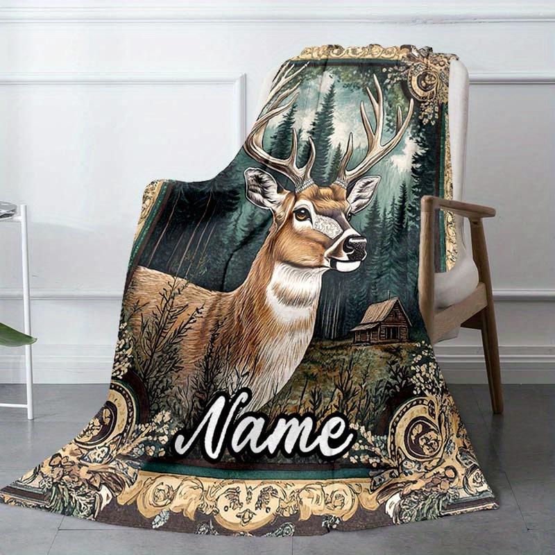 Deer Customize Your Name Blanket Warm Comfortable And Soft Blankets Are Suitable For Home Chairs Office Sofas Sofas Office Camping And Gifts For