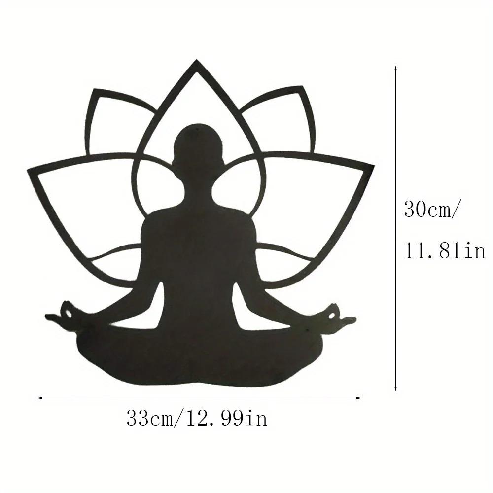 Lotus and Meditation Yoga Pattern Wall Art Hollow Irregular Shapes, Elegant Garden Ornaments, Perfect for Living Room Decoration