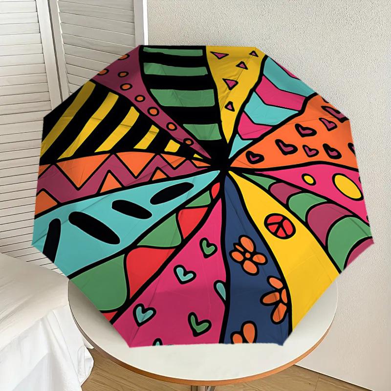 1PC pattern shapesAutomatic Open/Close Umbrella with Windproof, 8-Rib Sturdy Canopy, Durable Ribs, Fashionable Design, Outdoor Accessory, Fun Prin, Ho
