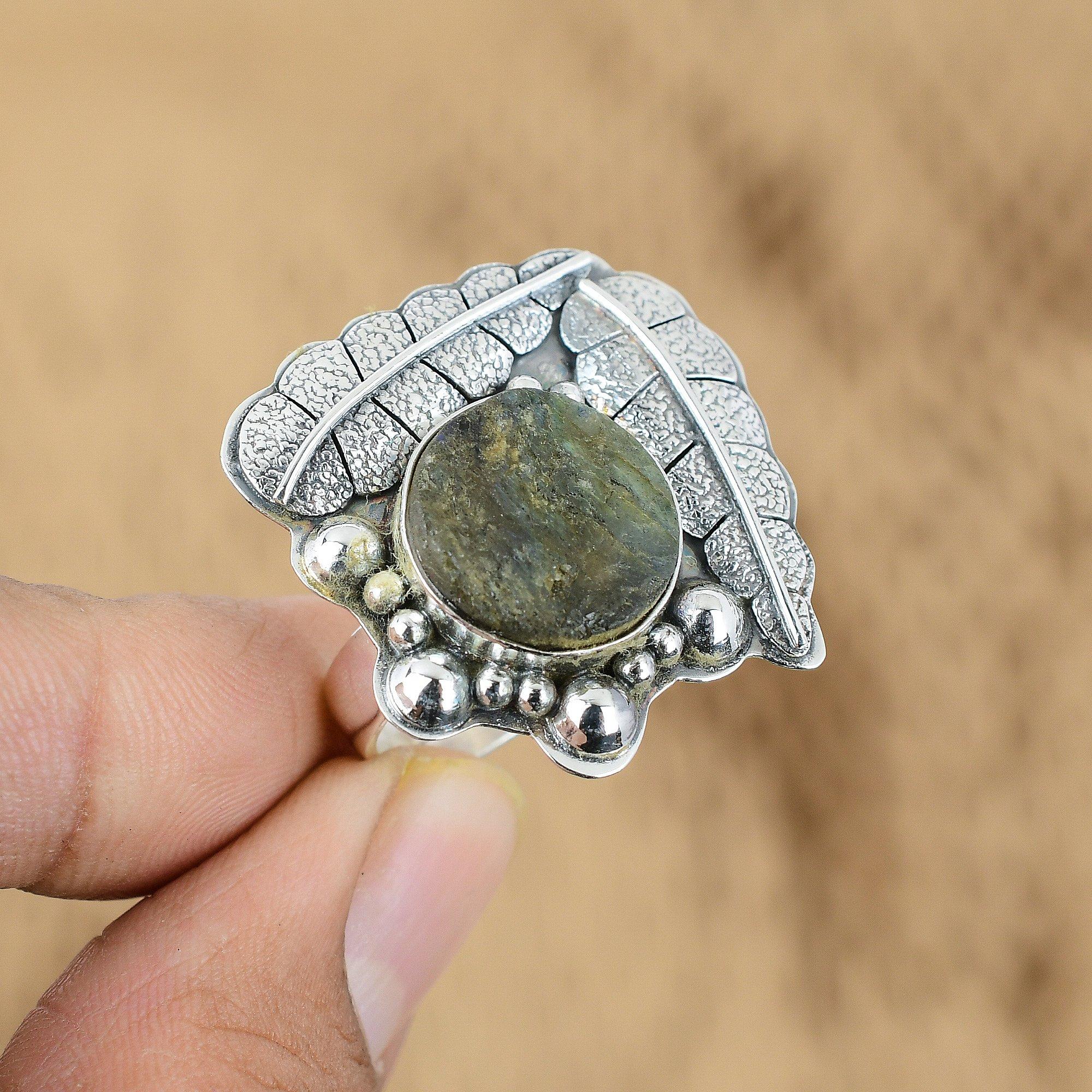 

Gift For Her 925 Silver Natural Labradorite Rough Multi Stone Adjustable Ring Yes