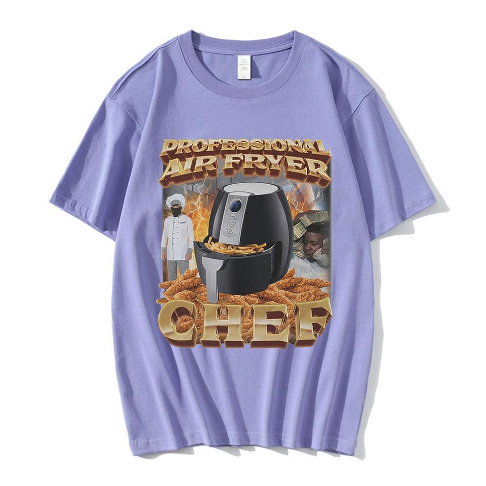Professional Air Fryer Chef Meme Graphic TShirt Unisex Women Fashion Hip Hop Tshirts Cotton Casual Oversized T Shirts Streetwear