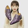 Fashion Wholesale Men's Leather Shoe Handmade Crocodile Pattern Engraved Office Business Wedding Party Fashion Shoe Leather Shoes Purple