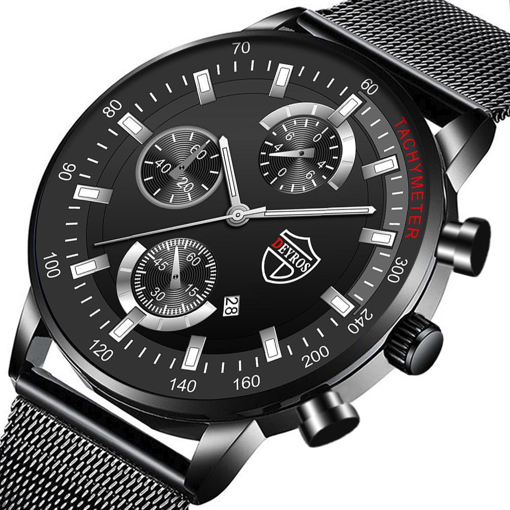 Stainless Steel Mesh Strap Watch Men'S Fashion Date Luminous Quartz Watch