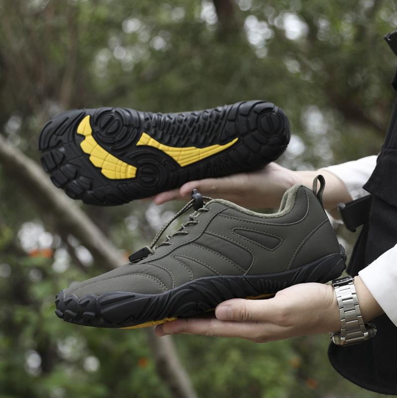 Winter New Five-finger Warm Velvet Cotton Shoes Outdoor Running Light Cycling Men's Boots