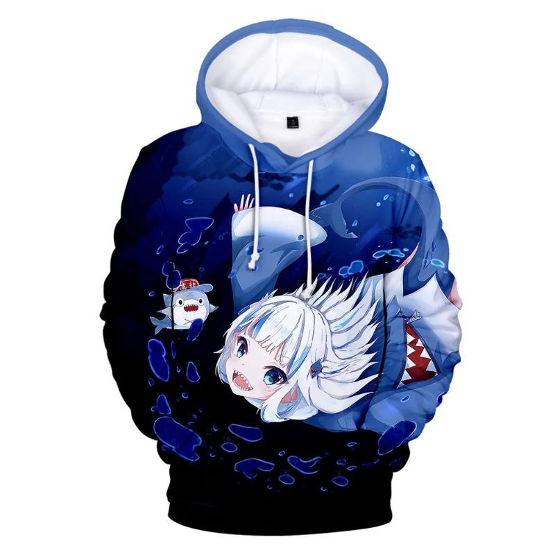 Hololive VTuber Kawaii Gawr Gura Cosplay 3d Print Hoodies & Sweatshirts Man Women Pullover Coat Y2k Top Oversized Men's Coat