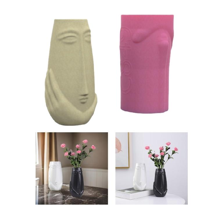 Resin Vase Mold Flower Vase Molds Silicone Flowerpot Mold Human Face Shape Ornament Molds for Hand-Making Flowerpot